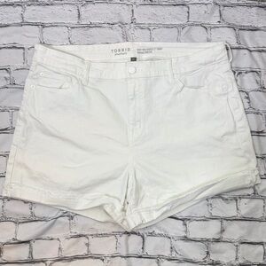 Torrid White Denim Flattering Fit High Rise Shorts